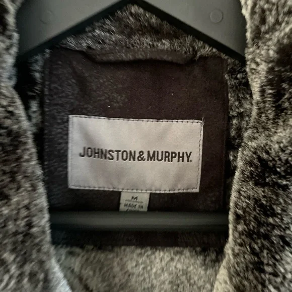 Johnston & Murphy Jacket Insulated Zip Coat Faux Fur And Suede Winter Black - Picture 3 of 6